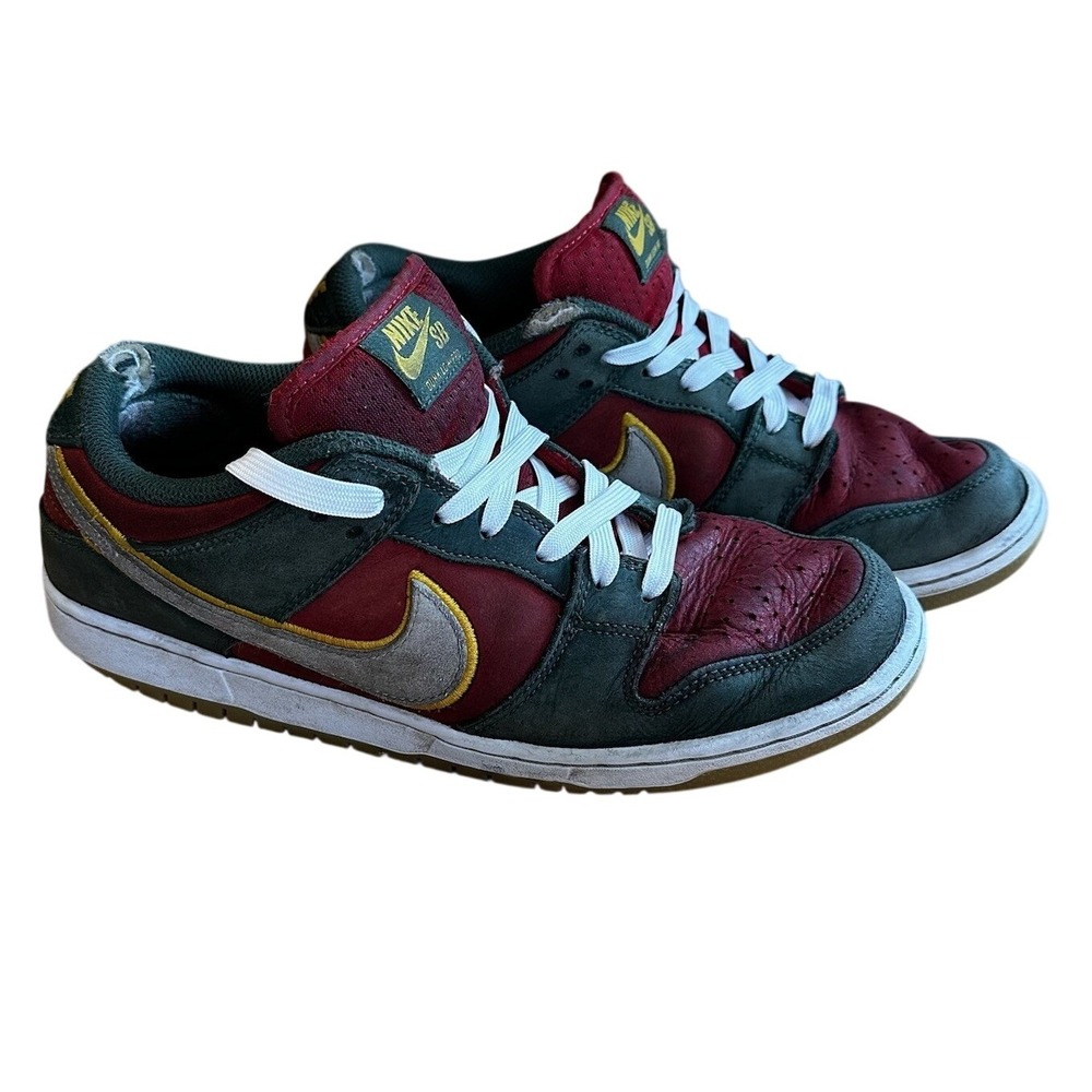 Nike SB Dunk Low Pro Green Red Suede Skate‎ Shoes Mens 9 FZ1287-300